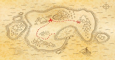 antiguo mapa pirata papel viejo camino rojo al tesoro 88653 613