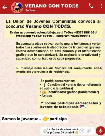 concurso Verano con tod@s de la UJC