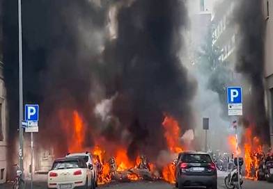 Explosión en el centro de Milán provoca gran incendio