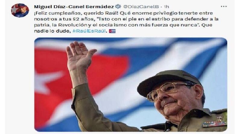 Presidente de Cuba felicitó a Raúl Castro en su 92 cumpleaños