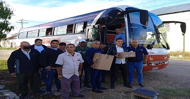 Entrega colectivo de Transmetro donación al Hogar de ancianos de Caibarién.