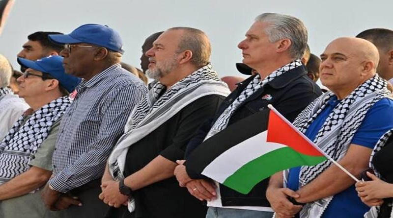Acompaña Díaz-Canel concentración en apoyo a Palestina